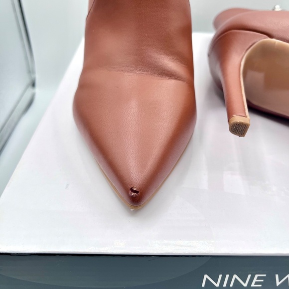 9 West Tolate Brown leather stiletto ankle bootie, size 7M - Picture 5 of 6